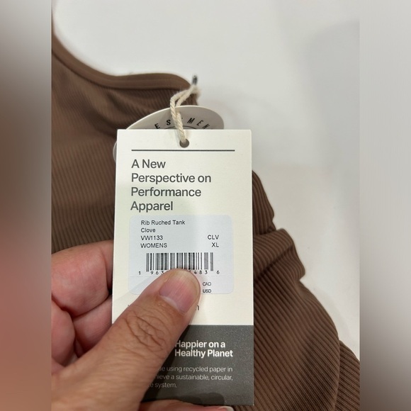 Vuori Women's XL Rib Ruched Tank Clove Brown NWT 4-Way Stretch Rib Knit - Picture 5 of 7